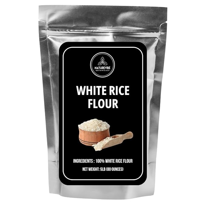 Naturevibe Botanicals White Rice Flour 5 lb | Fine Gluten-Free Flour | Non-GMO & Finely Ground | Perfect for Baking, Rotis, Breading, Dumplings, Thickening Sauces & Baby Food