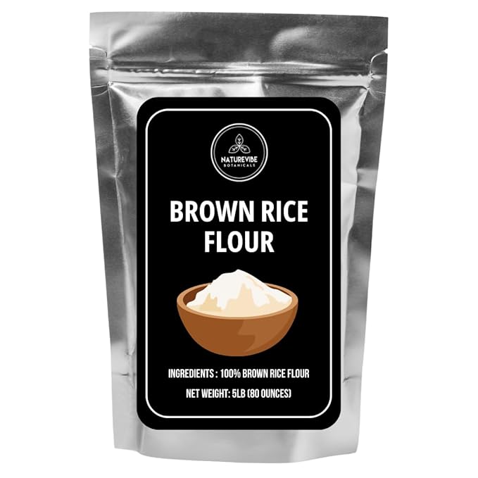Naturevibe Botanicals Brown Rice Flour 5 lb | Whole Grain Gluten-Free Flour | Finely Ground, Non-GMO | Ideal for Baking, Rotis, Breads, Baby Food, Thickening & Healthy Recipes 80 Ounces