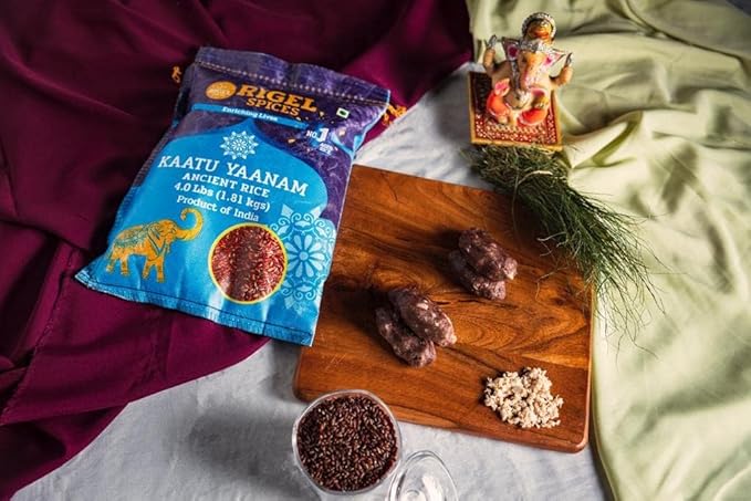 Rigel Spices | Forest Elephant Red Rice (4 Lb) | Kaatu Yaanam Ancient Rice | Kattuyanam rice | 12+months aged | GLUTEN FREE