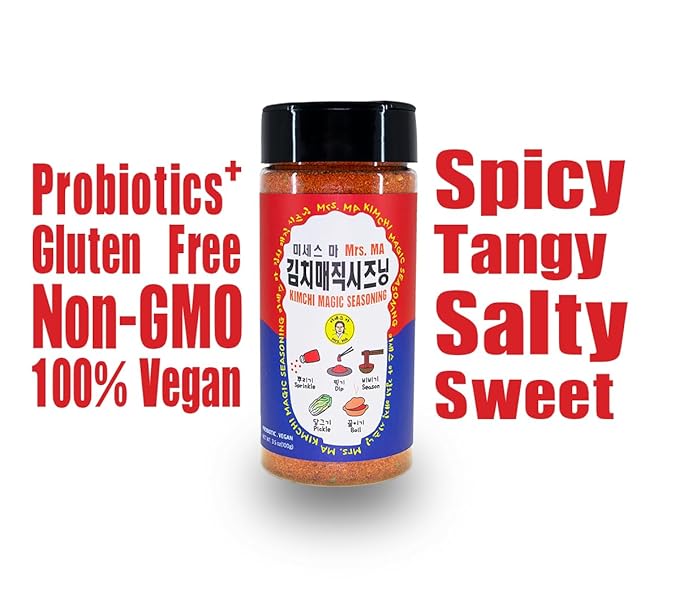 Mrs.MA Korean Kimchi Magic Powder Seasoning Mix 3.5 oz (100g) 2EA - Pack of 2, Savory and Spicy Chili Powder Seasoning, Rich in Probiotics, Perfect for Vegetables, Meat, Soups, Snacks, and More!