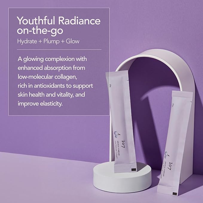 107 ARONIA Vinegar Low Molecular Collagen Jelly Stick, Contains Vitamin, Collagen, Hyaluronic Acid, Elastin, Probiotics, Korean Beauty Collagen, Supports Inner Beauty, 20g x 14 Pouches