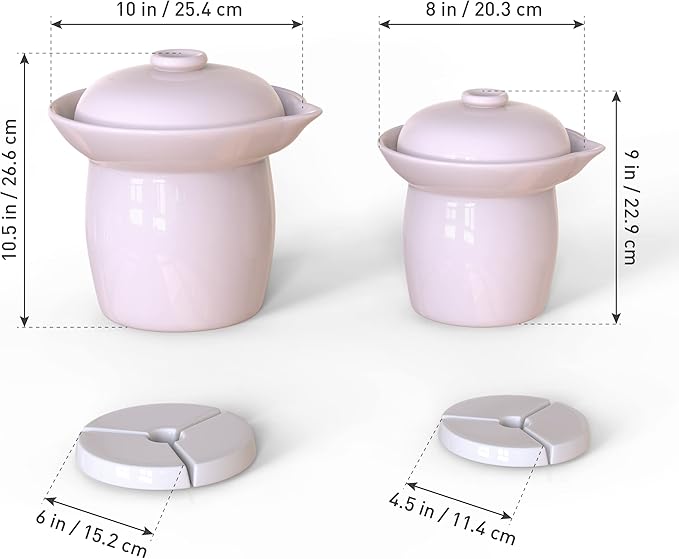 Fermentation Crock Jar Sauerkraut Crock with Glazed Weights 1 Gallon Onggi Kimchi Pot for Fermenting Delicious Kimchi Kombucha & Pickles - Stoneware Fermenting Crock Pickling Fermenter (4L)