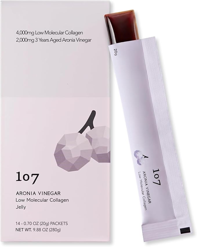107 ARONIA Vinegar Low Molecular Collagen Jelly Stick, Contains Vitamin, Collagen, Hyaluronic Acid, Elastin, Probiotics, Korean Beauty Collagen, Supports Inner Beauty, 20g x 14 Pouches
