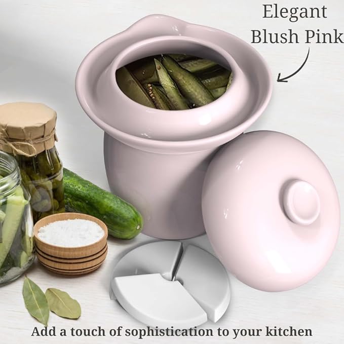 Fermentation Crock Jar Sauerkraut Crock with Glazed Weights 1 Gallon Onggi Kimchi Pot for Fermenting Delicious Kimchi Kombucha & Pickles - Stoneware Fermenting Crock Pickling Fermenter (4L)