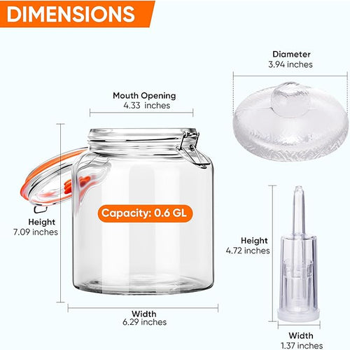 0.6 Gallon Fermentation Jars with Weights & Airlocks, Fermenting Kit for Sauerkraut, Kimchi, Kombucha and Pickles, 2 Pack