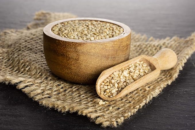 Food to Live Organic Unhulled Sesame Seeds, 1 Pound — Non-GMO, Whole Natural Raw White Sesame Seeds, Kosher, Vegan, Bulk, Rich in Dietary Fiber, Protein, & Iron. Crunchy Texture. Great for Baking.