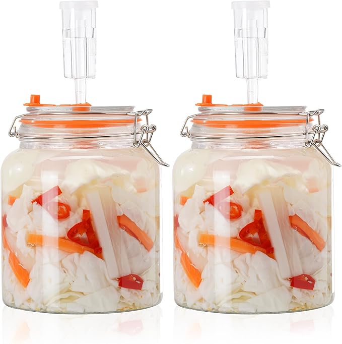 0.6 Gallon Fermentation Jars with Airlocks, Fermenting Kit for Sauerkraut, Kimchi, Kombucha and Pickles, 2 Pack