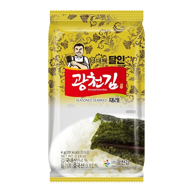 KIMNORI Kwangcheonkim Seasoned Seaweed Snacks – 24 Individual Packs Sheets Premium Natural Roasted Laver Nori 4g 0.14 Ounce