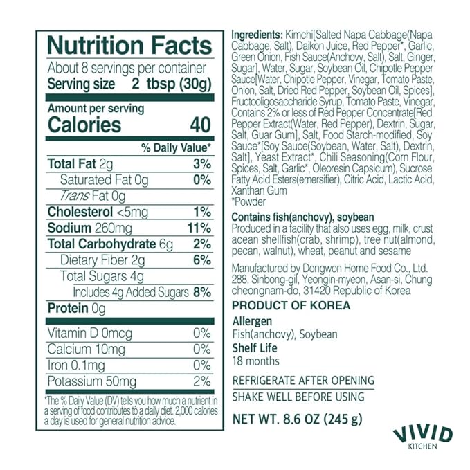 VIVID KITCHEN Kimchi Chipotle Mayo - Korean Fusion Sauce - 8.6 oz Bottle - Bold, Spicy, Creamy Condiment - No MSG or Preservatives - Perfect for Topping, Dipping, Spreading & Cooking