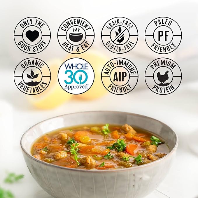 True Primal Roasted Chicken Soup 8-pack, Ready to eat, Gluten free, Paleo, Pastured chicken, Whole30, AIP, Bone broth