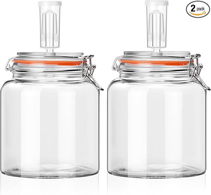 0.6 Gallon Fermentation Jars with Airlocks, Fermenting Kit for Sauerkraut, Kimchi, Kombucha and Pickles, 2 Pack
