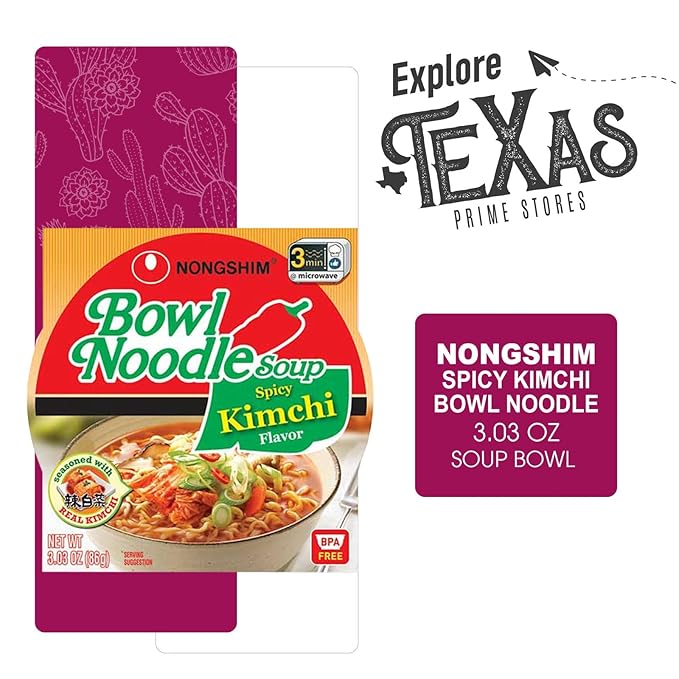 Nongshim 12-Pack of Spicy Kimchi Ramyun Ramen Noodle Soup Bowl 3.03 oz + 1 Freebie by Lavinia Essentials