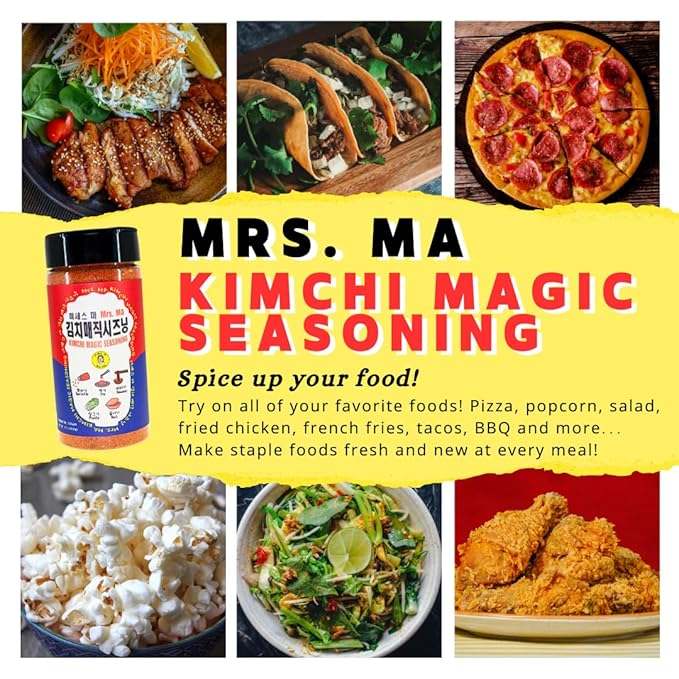 Mrs.MA Korean Kimchi Magic Powder Seasoning Mix 3.5 oz (100g) 2EA - Pack of 2, Savory and Spicy Chili Powder Seasoning, Rich in Probiotics, Perfect for Vegetables, Meat, Soups, Snacks, and More!