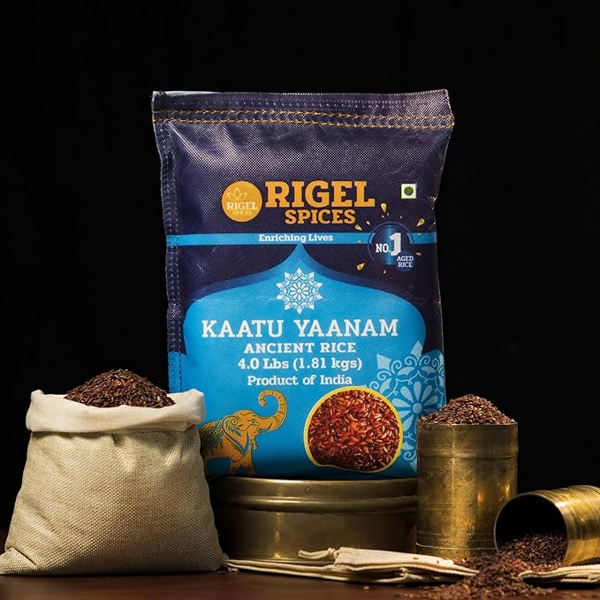 Rigel Spices | Forest Elephant Red Rice (4 Lb) | Kaatu Yaanam Ancient Rice | Kattuyanam rice | 12+months aged | GLUTEN FREE