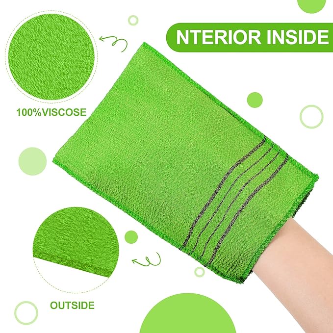 Tatuo 12 Pieces Korean Exfoliating Mitt Glove Italy Towel Body Skin Scrubber Exfoliating Scrubber for Remove Dead Skin Washcloth Korean(Small,Yellow, Green, Blue, Pink)
