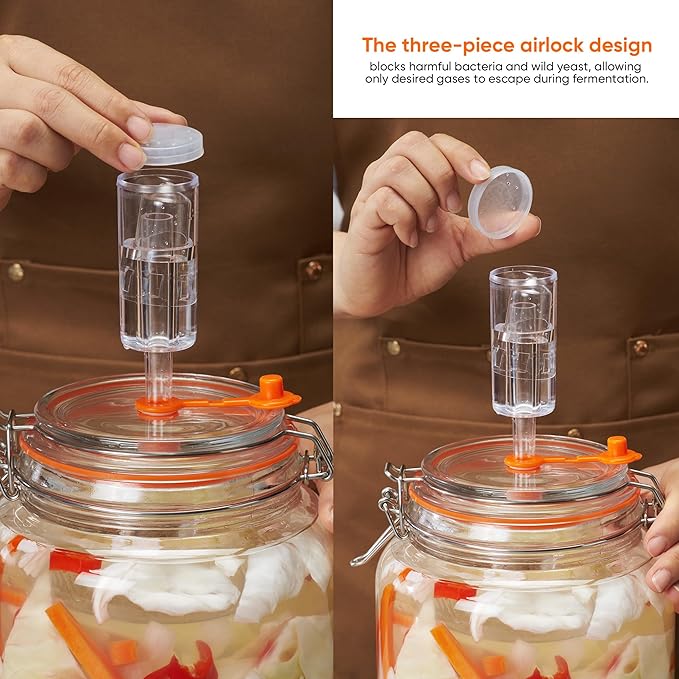 0.6 Gallon Fermentation Jars with Weights & Airlocks, Fermenting Kit for Sauerkraut, Kimchi, Kombucha and Pickles, 2 Pack