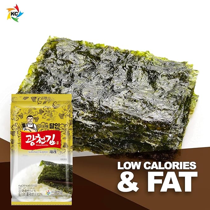 KIMNORI Kwangcheonkim Seasoned Seaweed Snacks – 24 Individual Packs Sheets Premium Natural Roasted Laver Nori 4g 0.14 Ounce