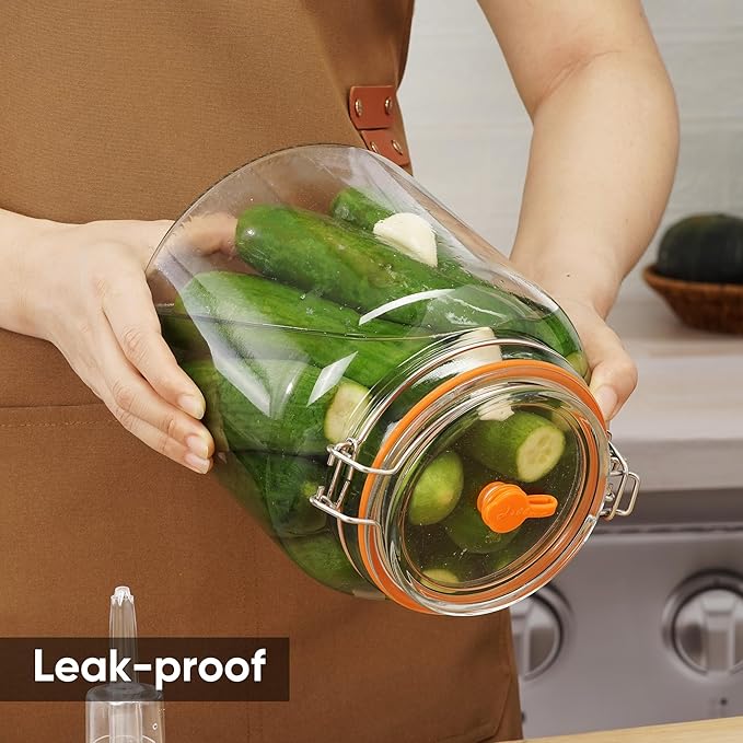 0.6 Gallon Fermentation Jars with Weights & Airlocks, Fermenting Kit for Sauerkraut, Kimchi, Kombucha and Pickles, 2 Pack