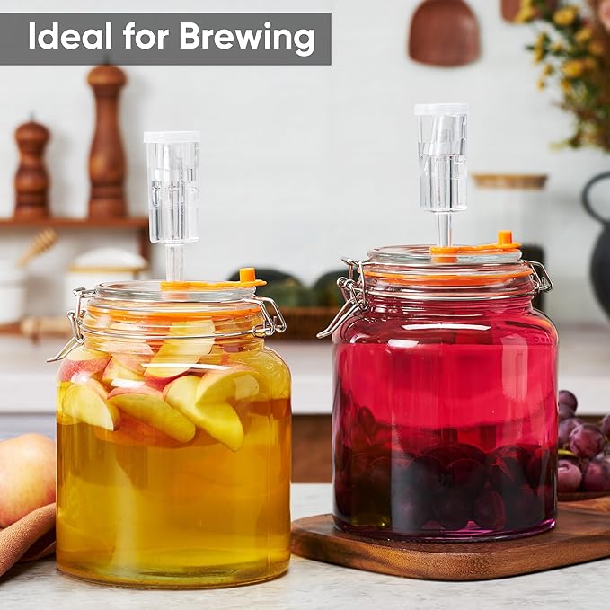 0.6 Gallon Fermentation Jars with Weights & Airlocks, Fermenting Kit for Sauerkraut, Kimchi, Kombucha and Pickles, 2 Pack