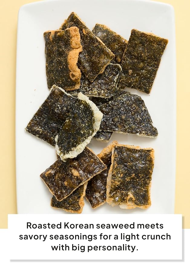 Korean Food SEAART Seaweed Snack Gift Set – 5 Packs Variety (Wasabi ×1, Kimchi ×2, Chili Crab ×2) – Vegan, Low-Calorie, All-Natural Korean Sea Vegetable Snack Assortment