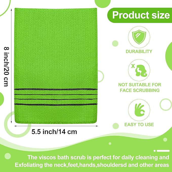 Tatuo 12 Pieces Korean Exfoliating Mitt Glove Italy Towel Body Skin Scrubber Exfoliating Scrubber for Remove Dead Skin Washcloth Korean(Small,Yellow, Green, Blue, Pink)