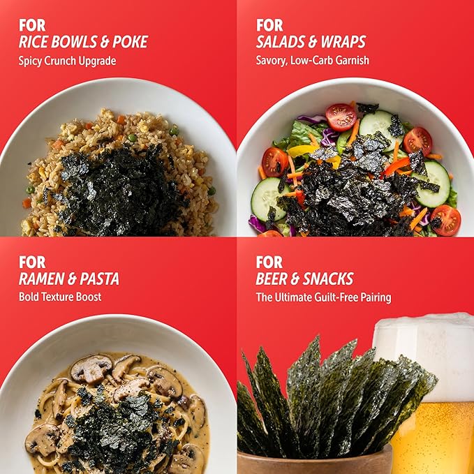 KIMCHIP (30-Pack) Spicy Kimchi Salsa Seaweed Snack – organic, vegan, gluten-free, low-calorie nori chips