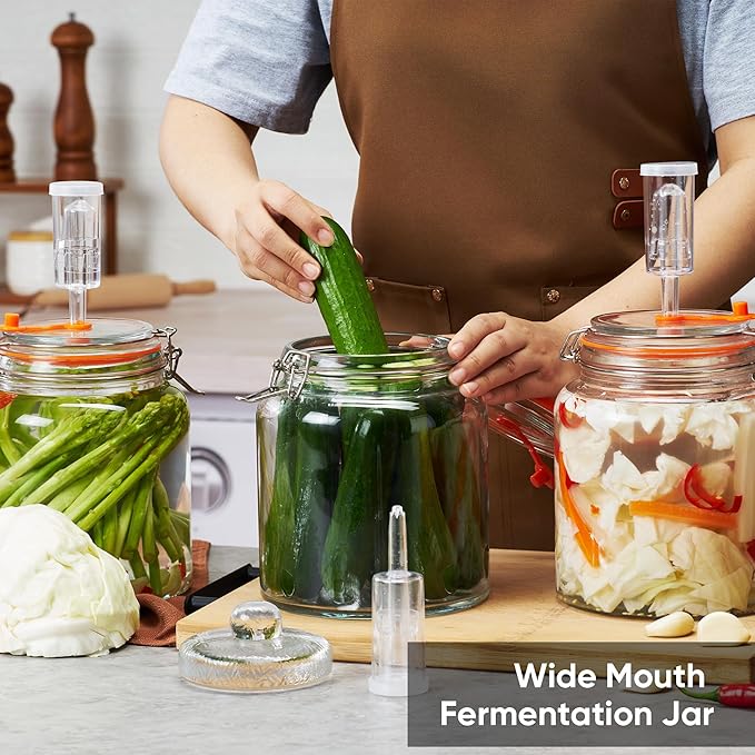 0.6 Gallon Fermentation Jars with Weights & Airlocks, Fermenting Kit for Sauerkraut, Kimchi, Kombucha and Pickles, 2 Pack