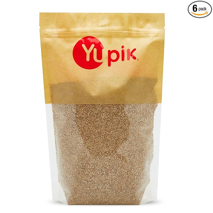 Yupik Natural Sesame Seeds, 2.2 lb (35.2 oz), Pack of 6, Gluten-Free, GMO-Free, Kosher, Vegan, Raw, Unroasted, Unsalted, Plant-Based Protein, Source of Fiber & Iron, For Topping, Cooking & Baking