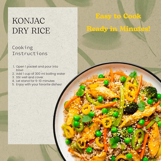 "konnyaku rice 2 packs Vegan,Gluten Free, Keto Friendly,Paleo, Kosher,Low Carbs 0 Fat, low calorie konnyaku high fiber rice 100g*10 1-20 packs